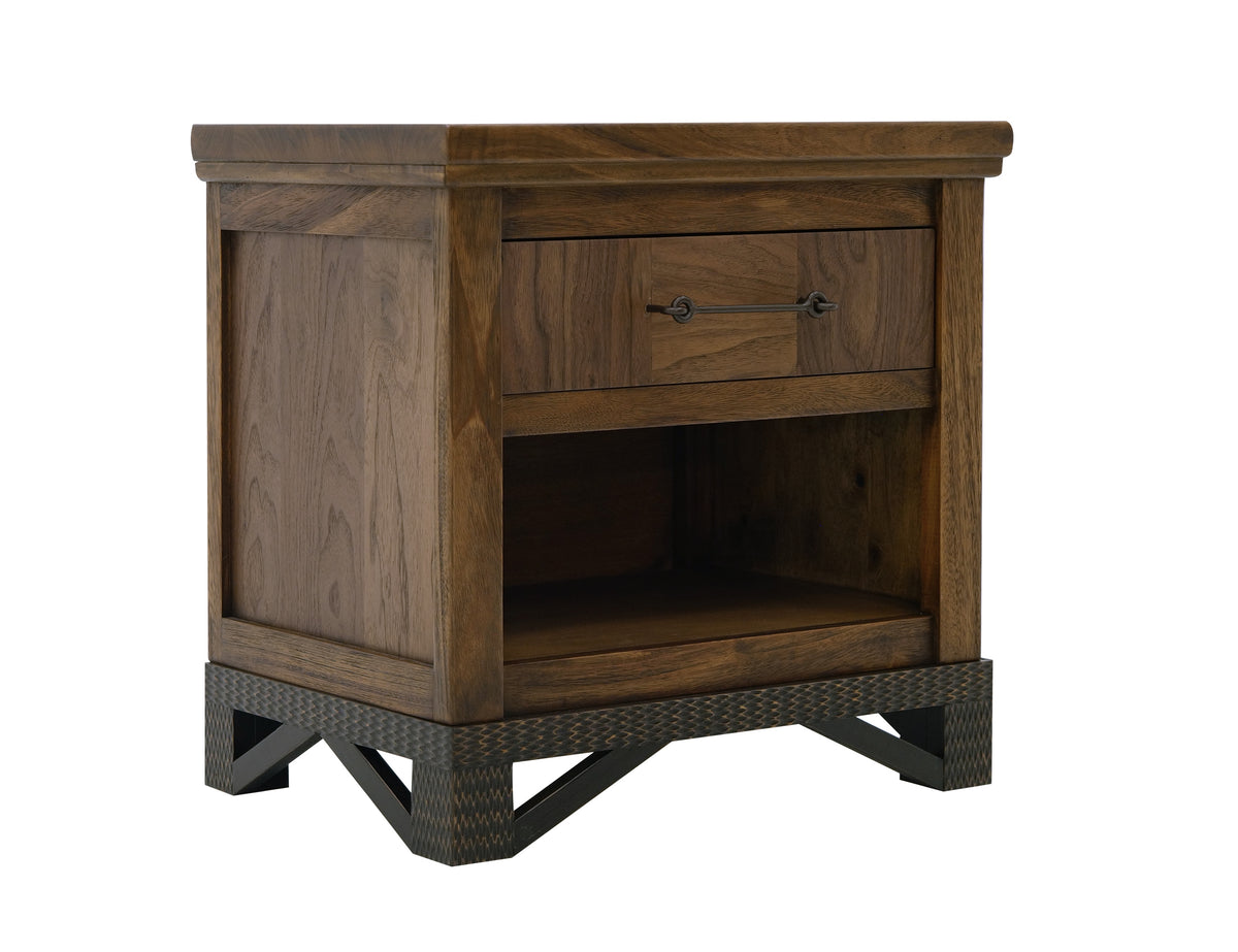 Walnut Nightstand, Brown, 1 Drawer, 1 Shelf