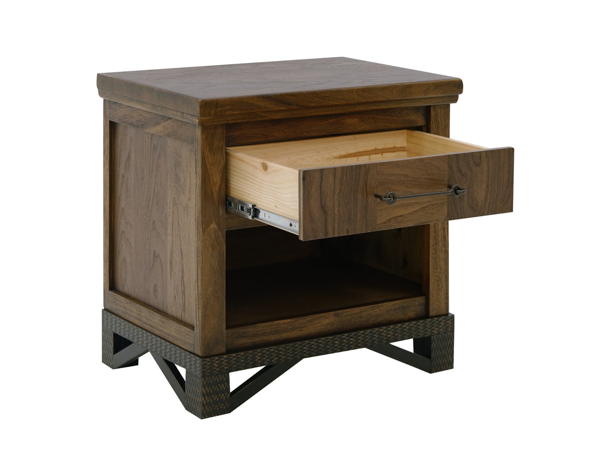 Walnut Nightstand, Brown, 1 Drawer, 1 Shelf