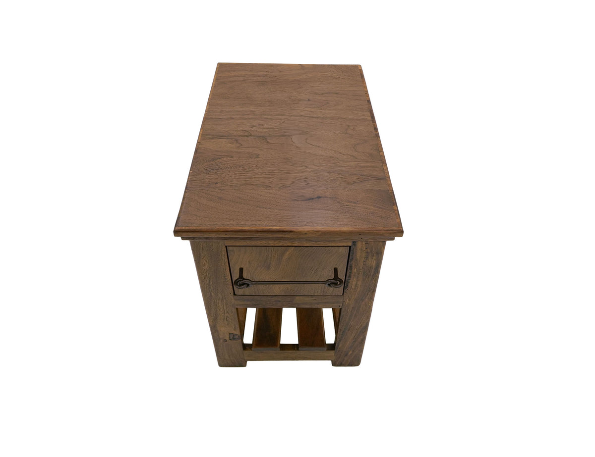 Walnut Chairside Table, Brown, 1 Drawer