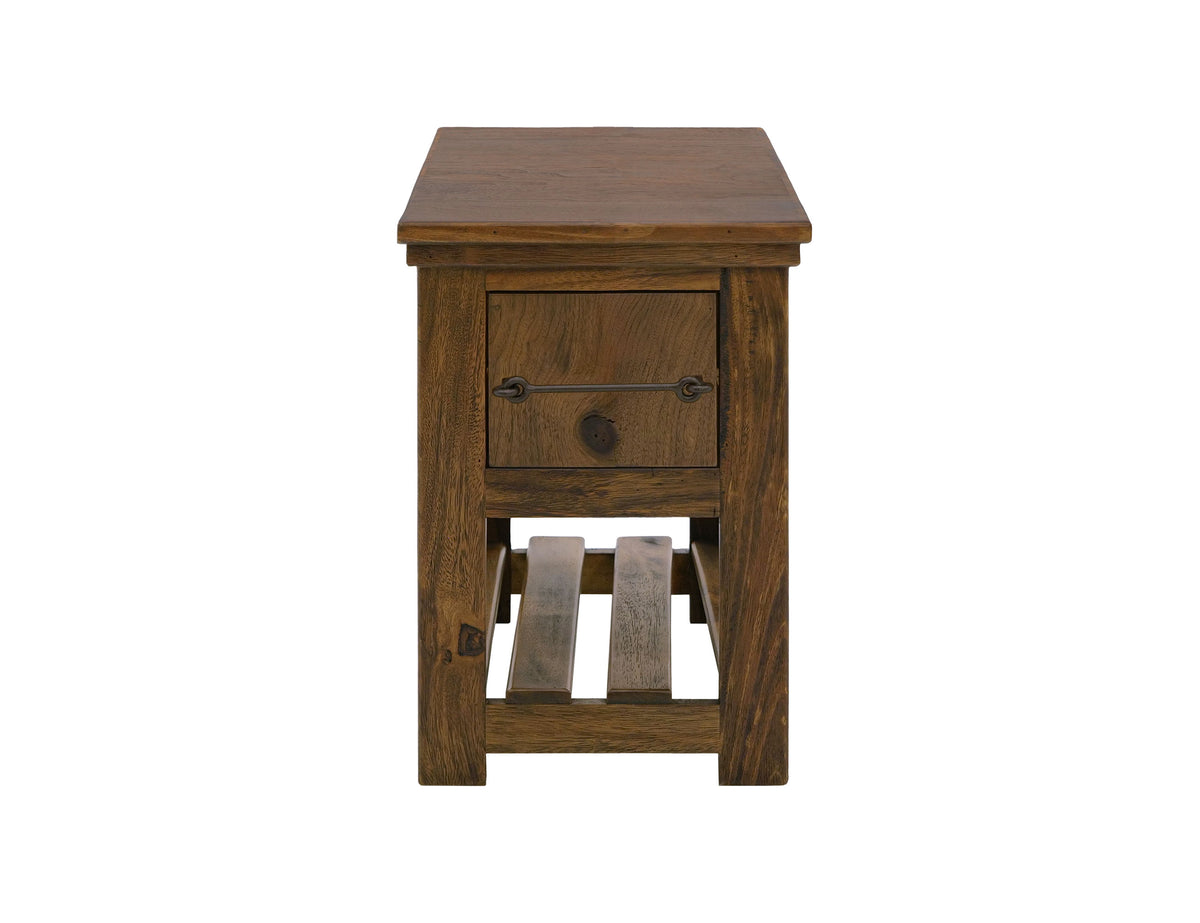 Walnut Chairside Table, Brown, 1 Drawer