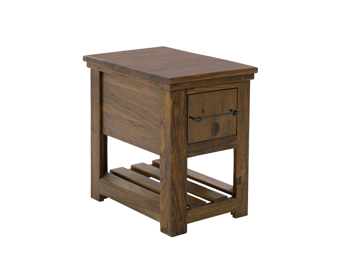 Walnut Chairside Table, Brown, 1 Drawer