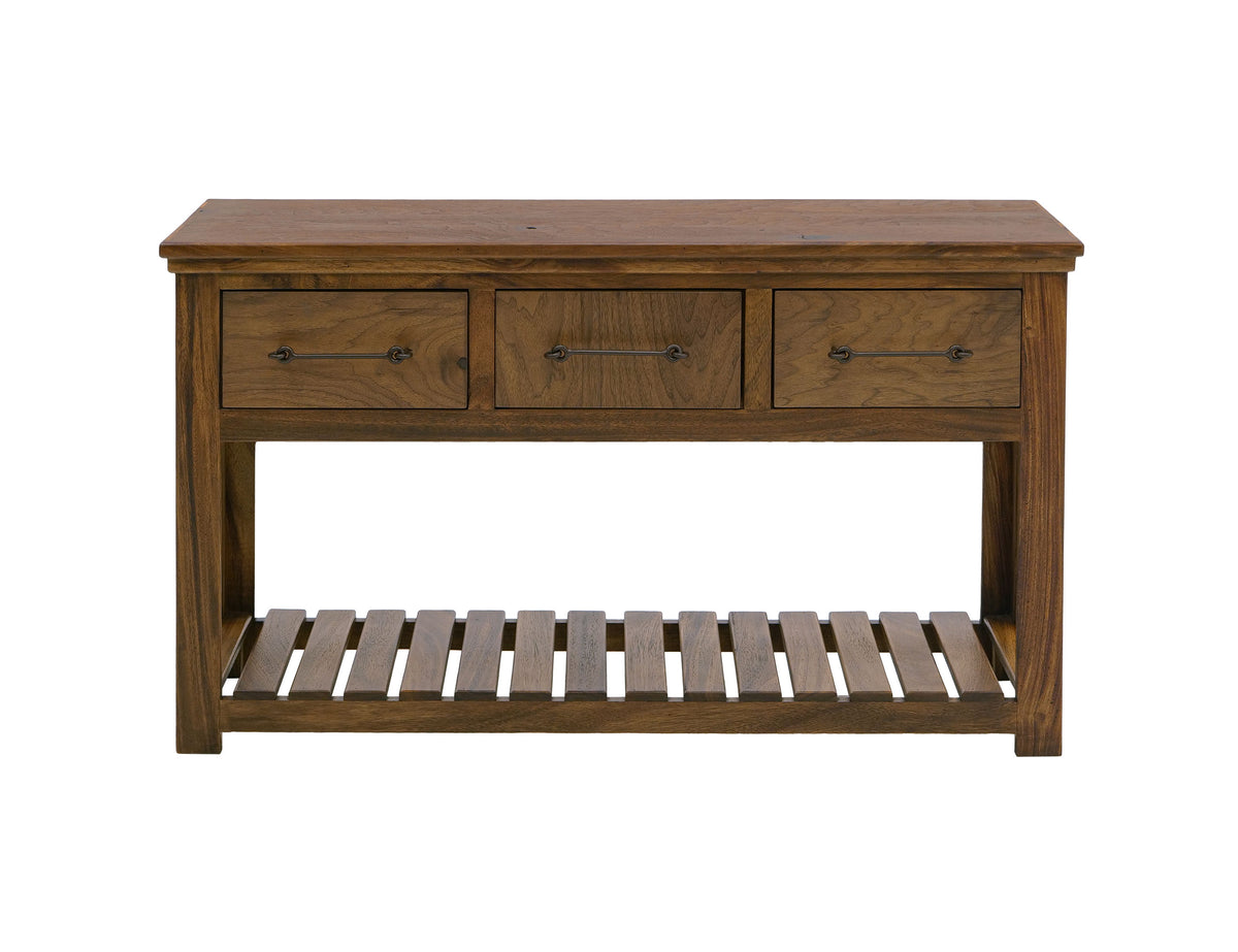 Walnut Sofa Table, Brown, 3 Drawer