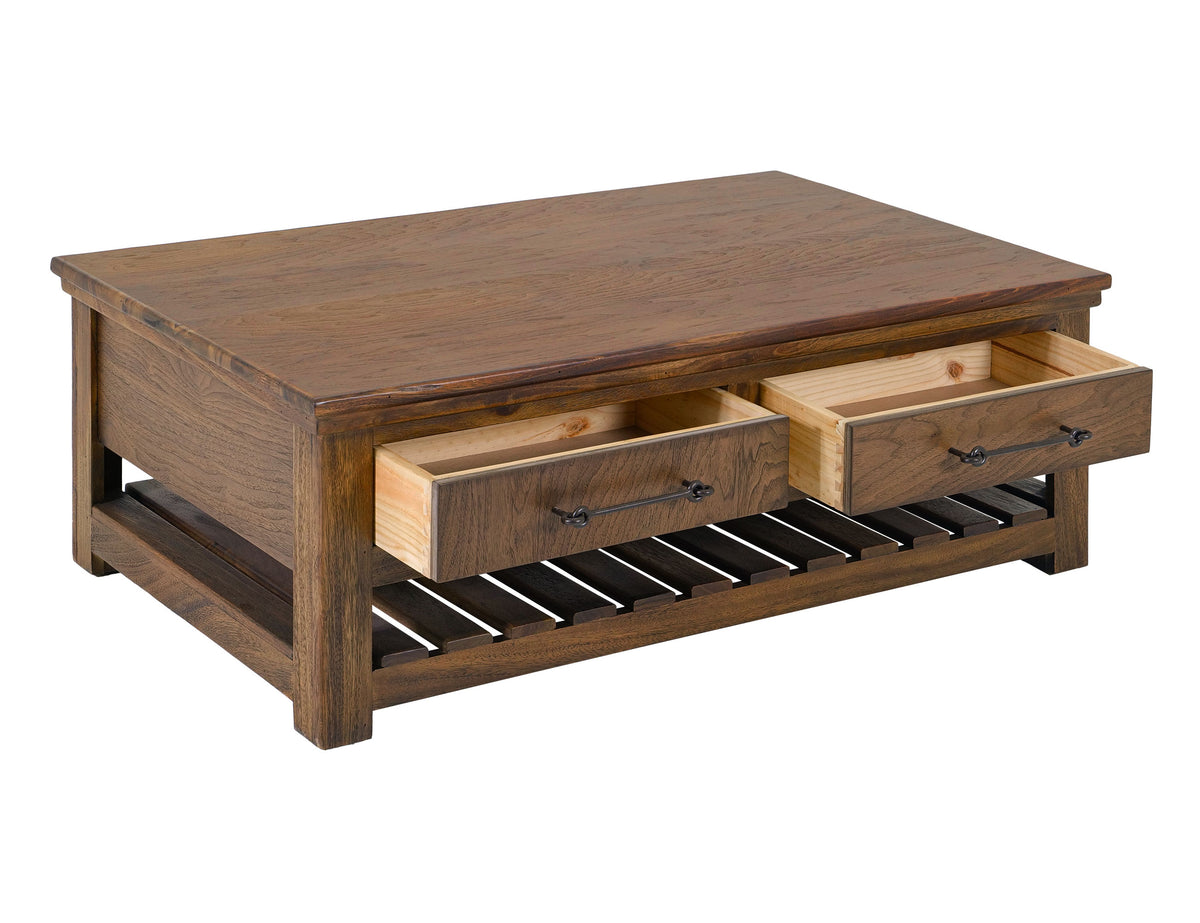 Walnut Cocktail Table, Brown, 4 Drawer