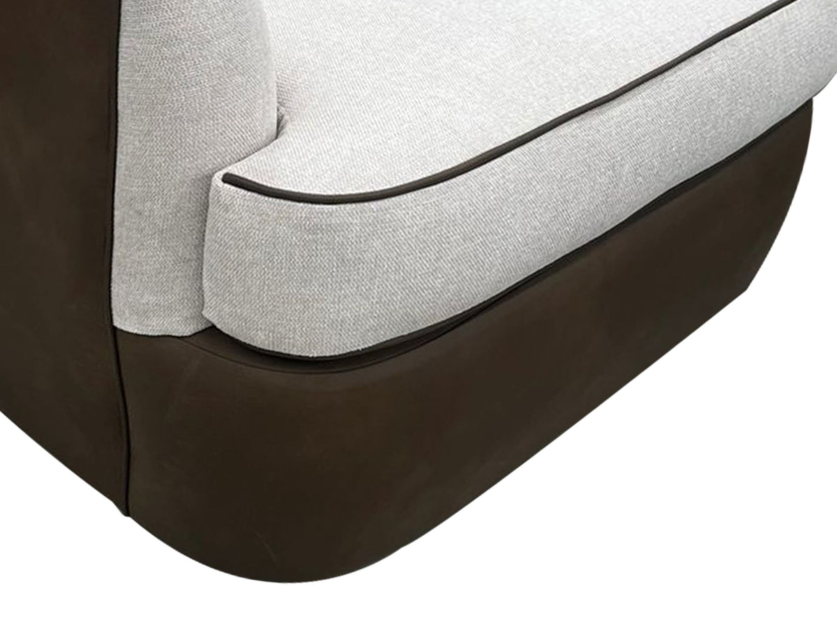 Tumbi Armchair, Ivory/Brown, Wooden Frame & Metal Base