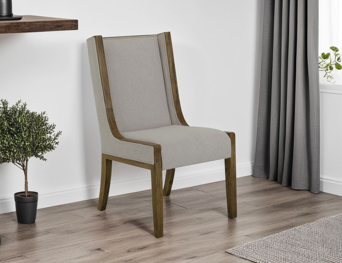 Balam Upholstered Chair, Ivory, Wooden Chair