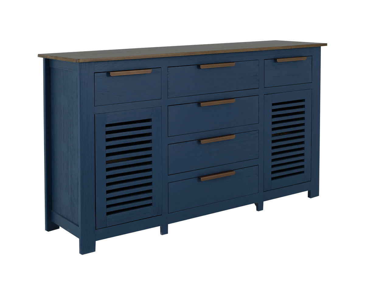 Bonfire Buffet, Blue, 6 Drawer, 2 Door