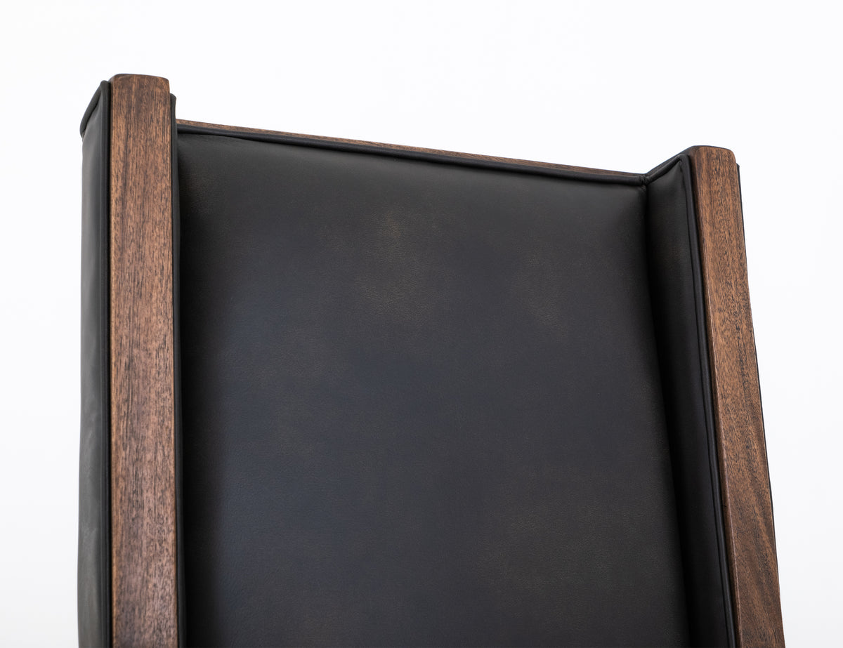 Walnut Upholstered Chair, Brown/Black, Wooden Chair