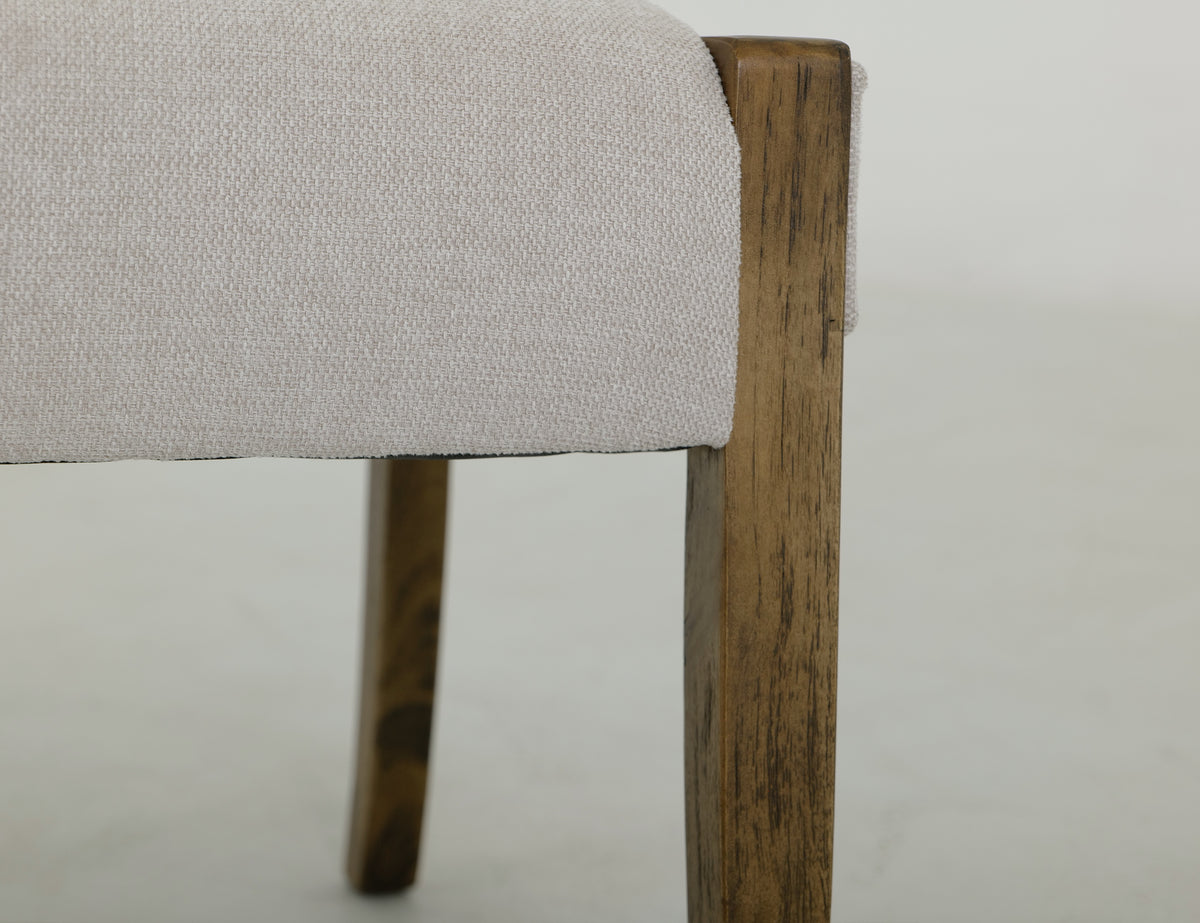 Balam Upholstered Chair, Ivory, Wooden Chair