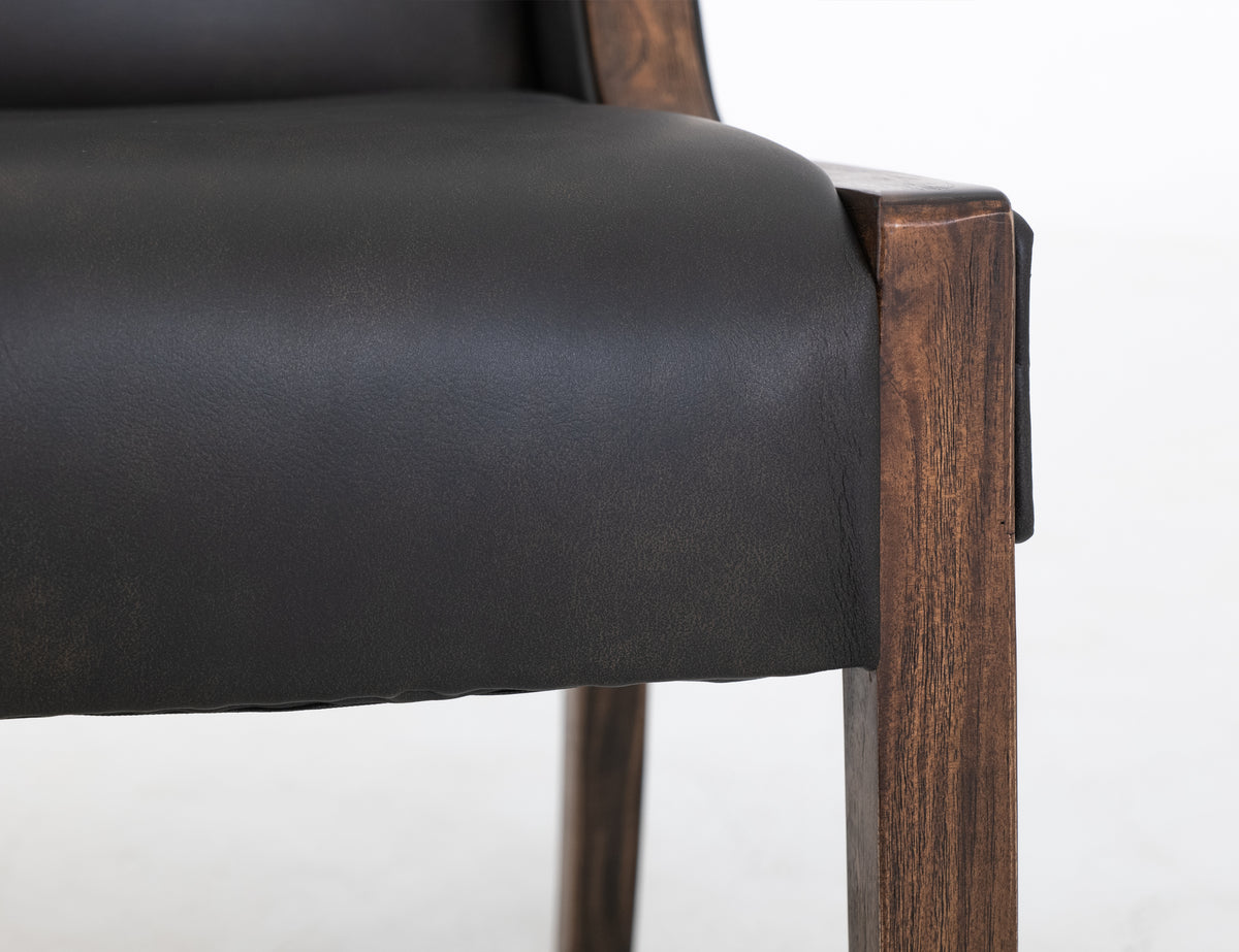Walnut Upholstered Chair, Brown/Black, Wooden Chair