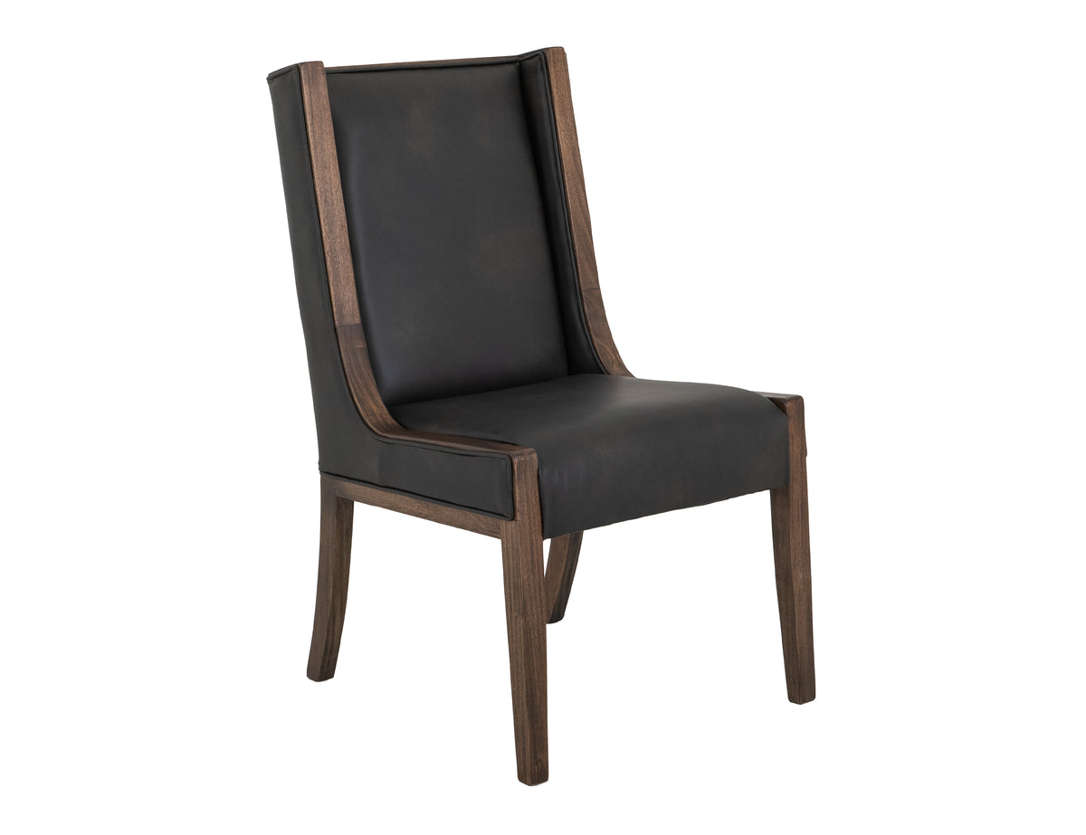 Walnut Upholstered Chair, Brown/Black, Wooden Chair
