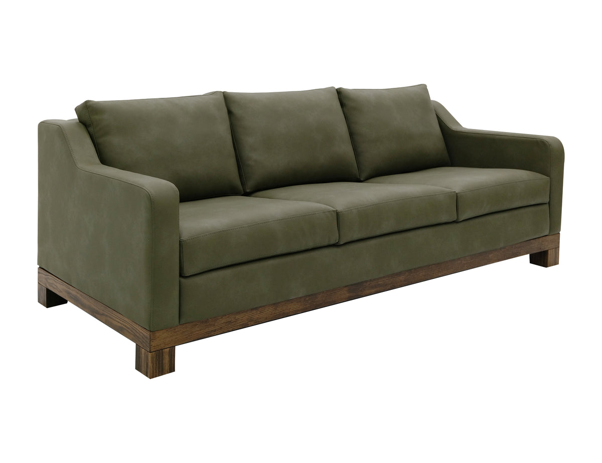 Natural Teca Sofa, Green, Wooden Frame & Base