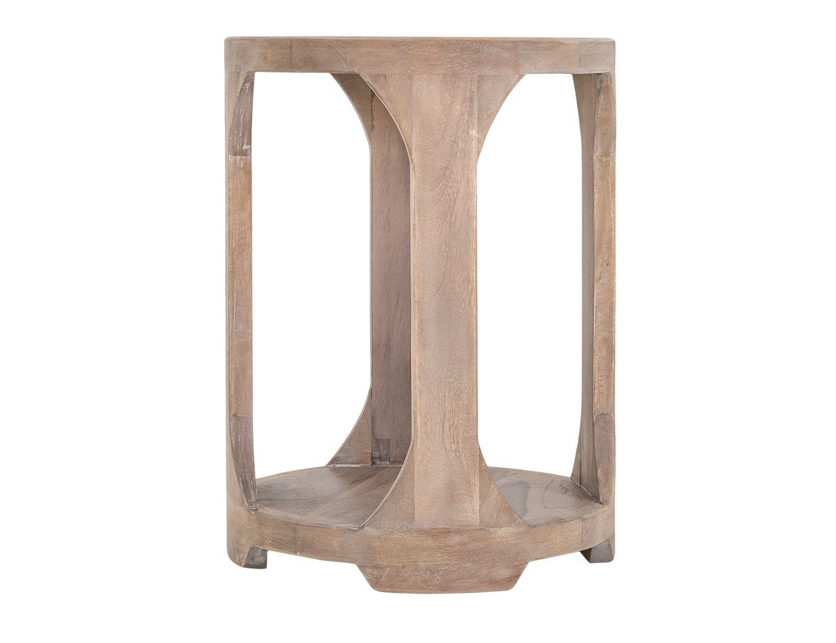 White Balam Chairside Table, Brown, 1 Shelf