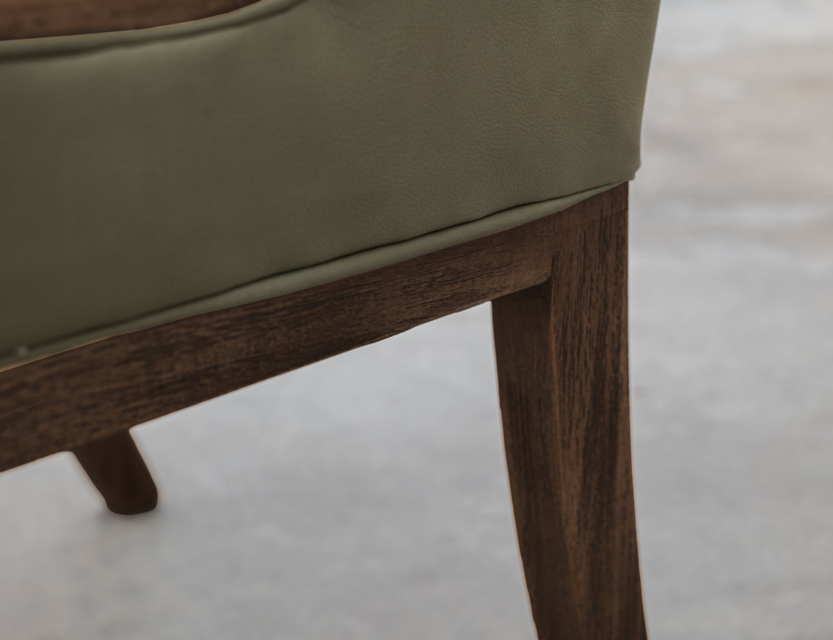 Black Balam Upholstered Chair, Black/Green, Wooden Chair
