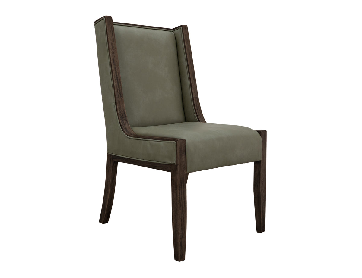 Black Balam Upholstered Chair, Black/Green, Wooden Chair