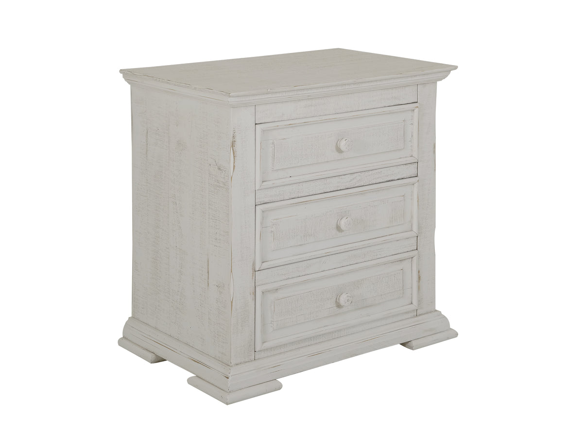 Terra White Nightstand, 3 Drawer