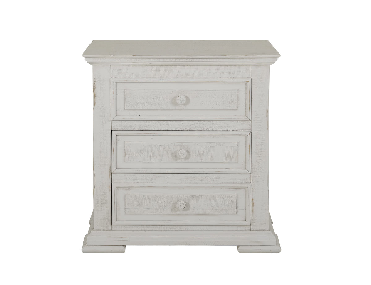 Terra White Nightstand, 3 Drawer