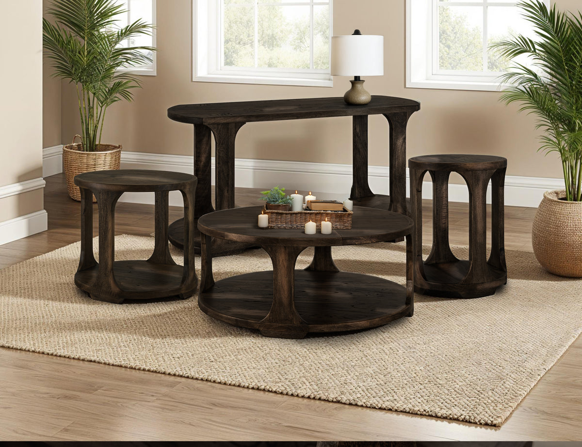 Black Balam Sofa Table, Black, 1 Shelf