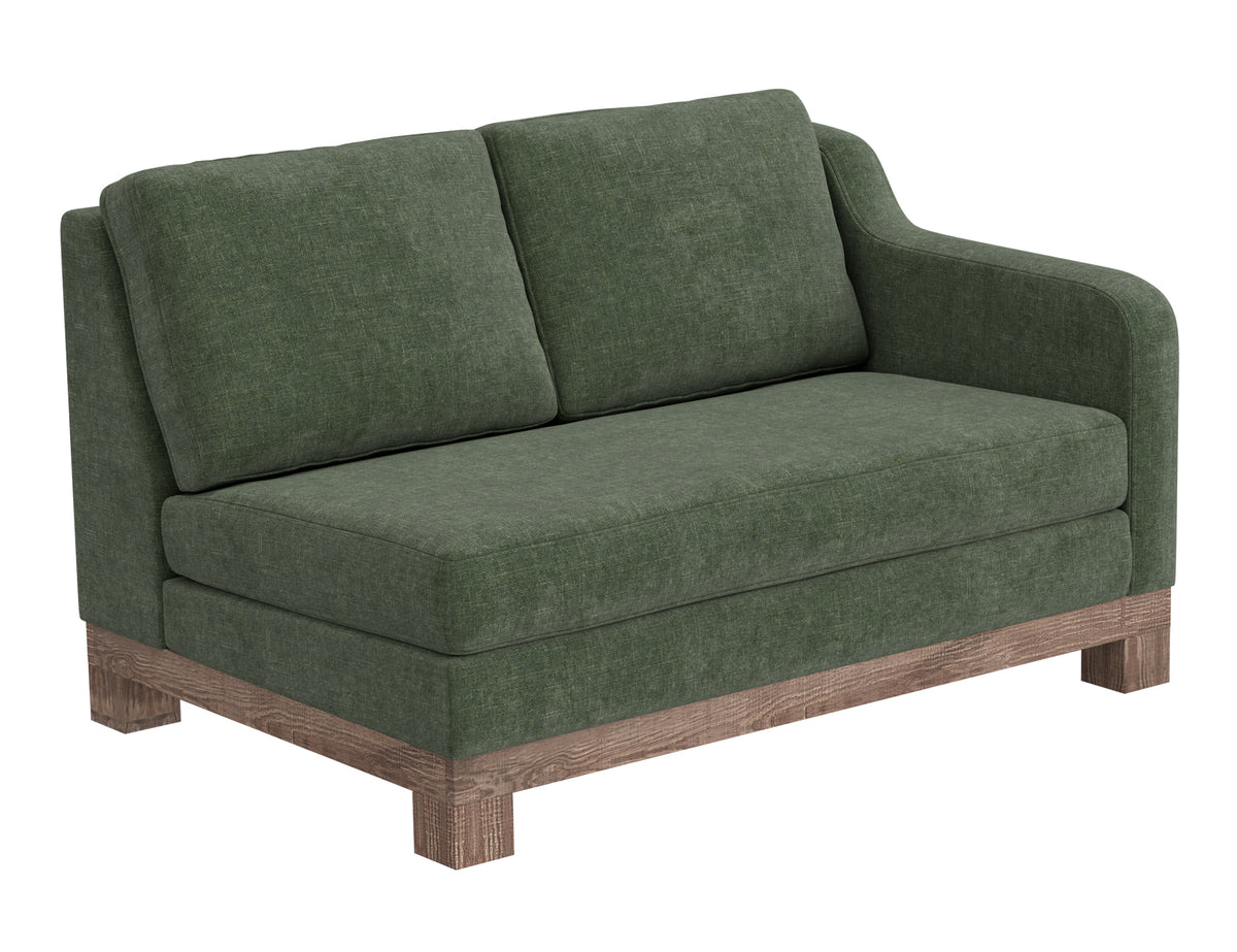 Samba Loveseat, Green, Wooden Frame & Base, Sectional Right-Arm