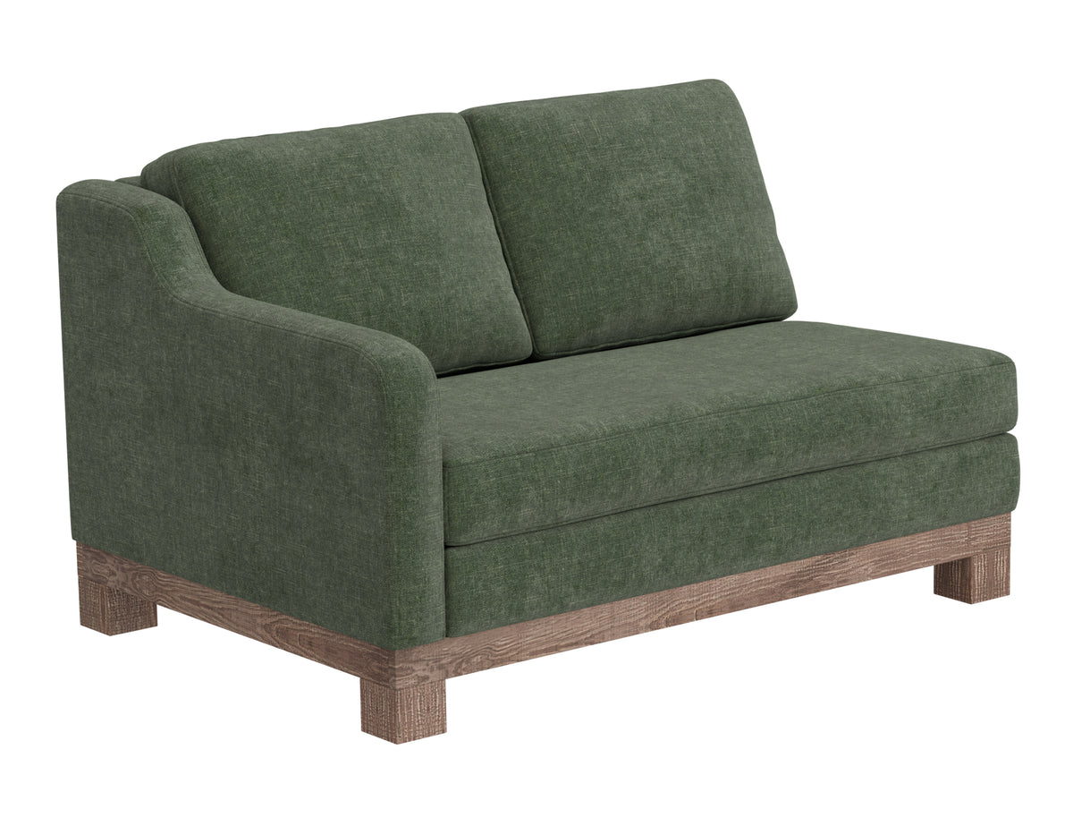 Samba Loveseat, Green, Wooden Frame & Base, Sectional