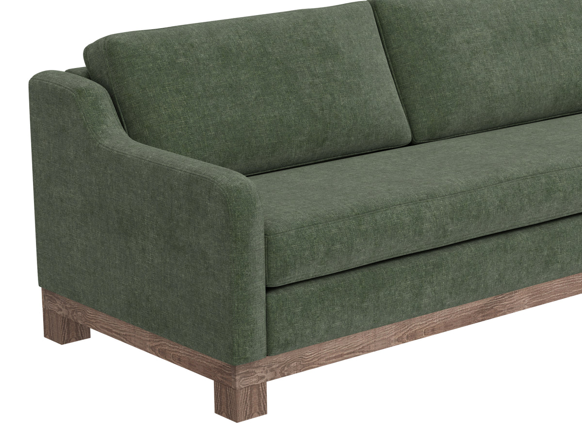 Samba Loveseat, Green, Wooden Frame & Base, Sectional Right-Arm