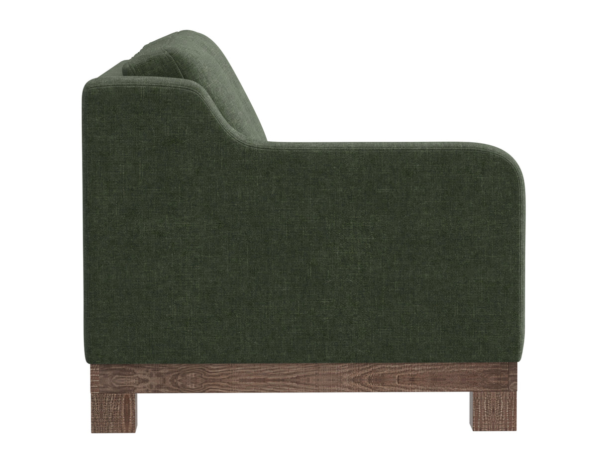 Samba Loveseat, Green, Wooden Frame & Base, Sectional