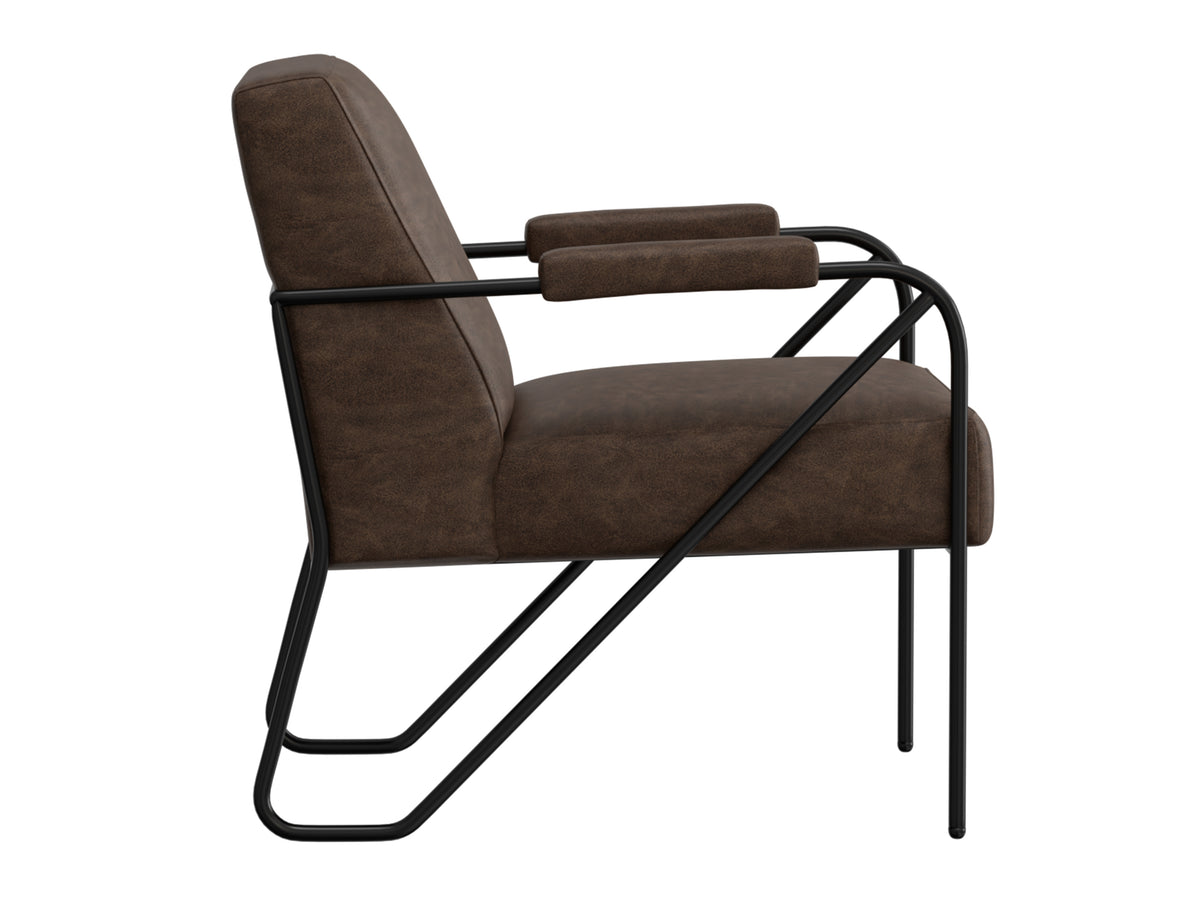 Lotus Armchair, Brown/Black, Wooden Frame & Metal Base