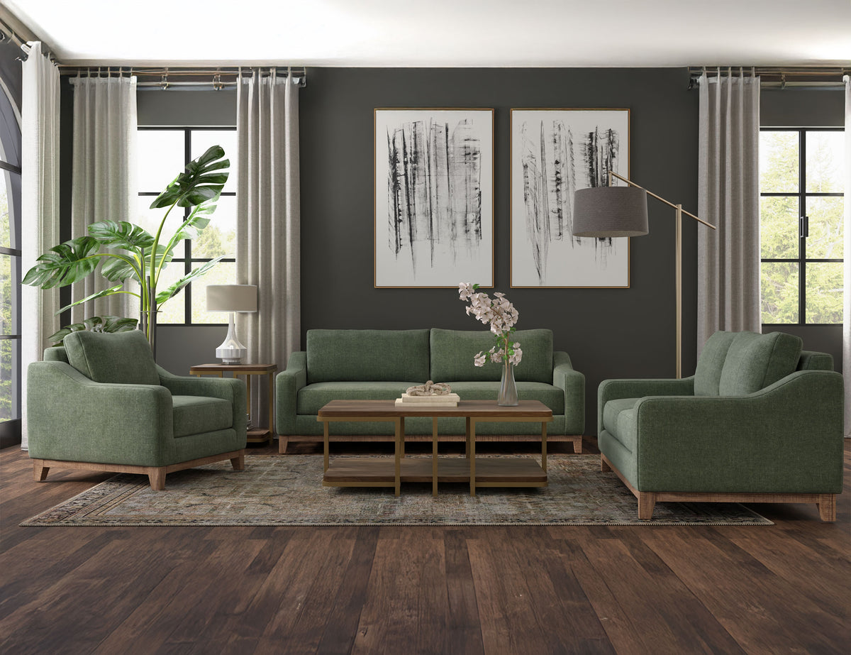Olivo Sofa, Green, Wooden Frame & Base