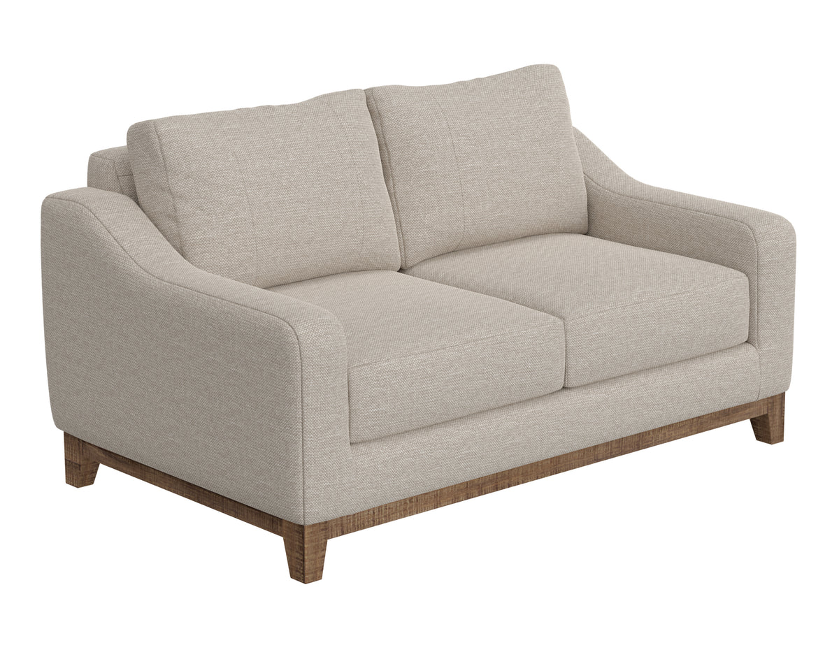 Olivo Loveseat, Beige, Wooden Frame & Base