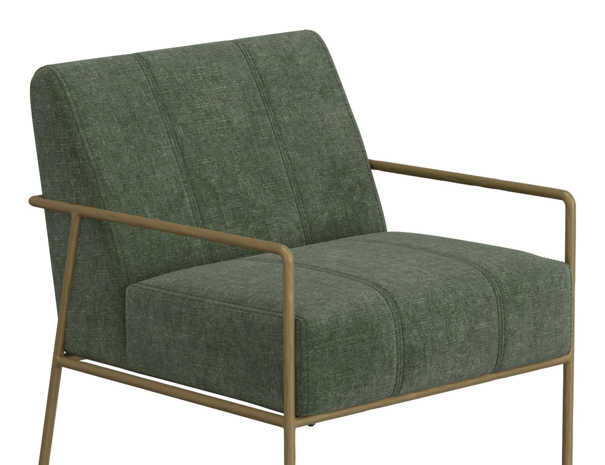 Aragon Armchair, Green/Gold, Wooden Frame & Metal Base