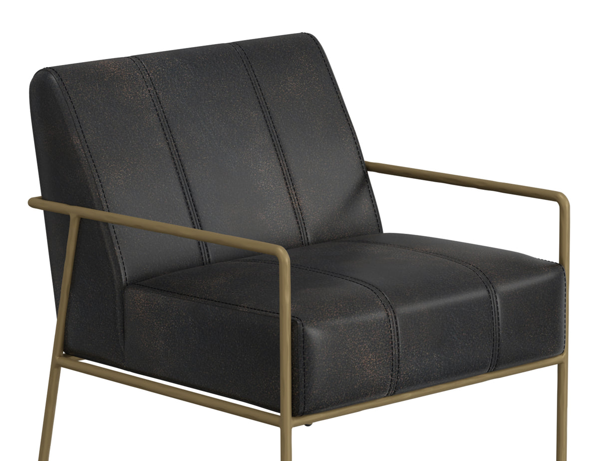Aragon Armchair, Black, Wooden Frame & Metal Base