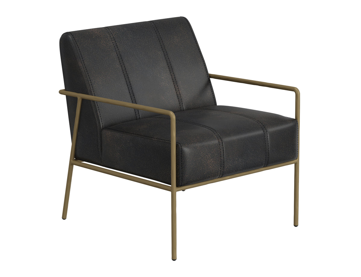 Aragon Armchair, Black, Wooden Frame & Metal Base
