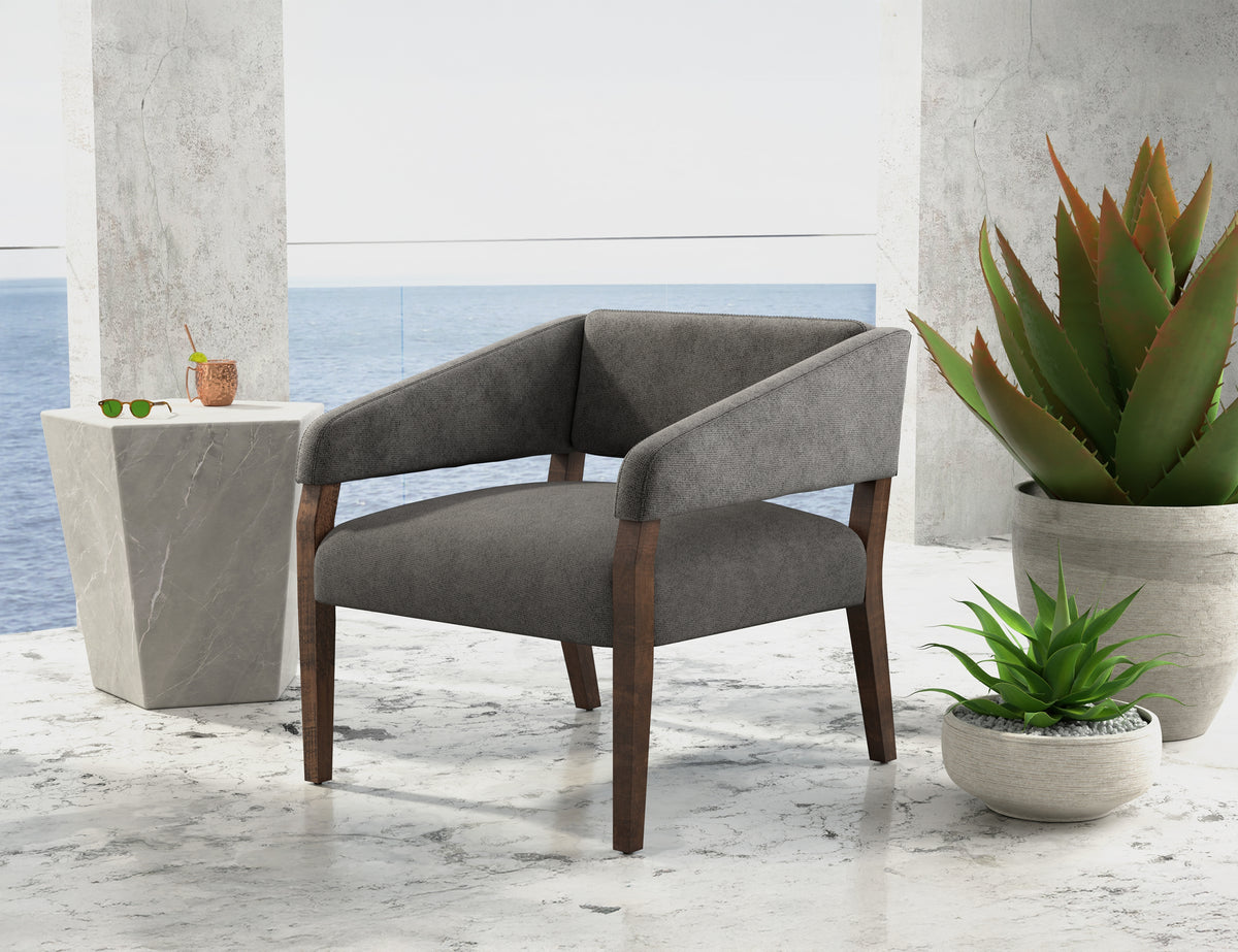 Murcia Armchair, Gray, Wooden Frame - IUP221-ACH-121