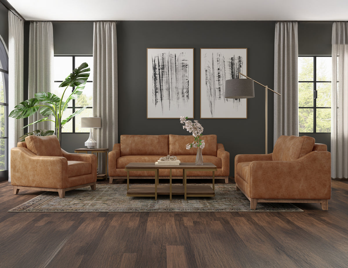 Olivo Sofa, Orange, Wooden Frame & Base
