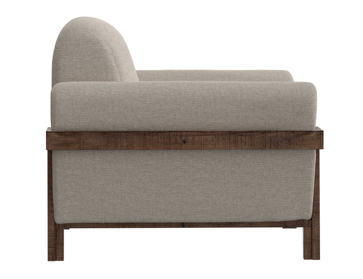 Loft Brown Armchair, Beige, Wooden Frame & Base