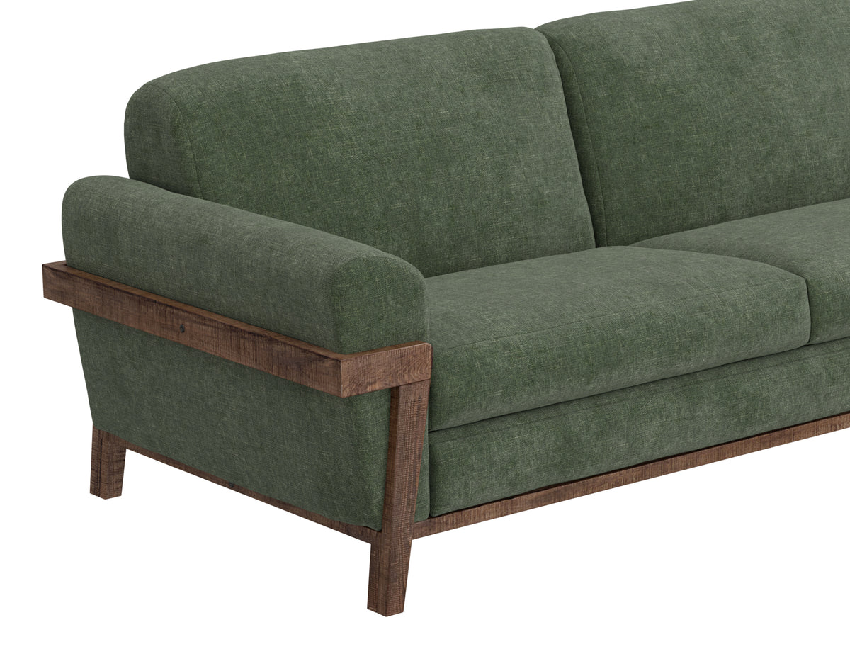 Loft Brown Loveseat, Green, Wooden Frame & Base