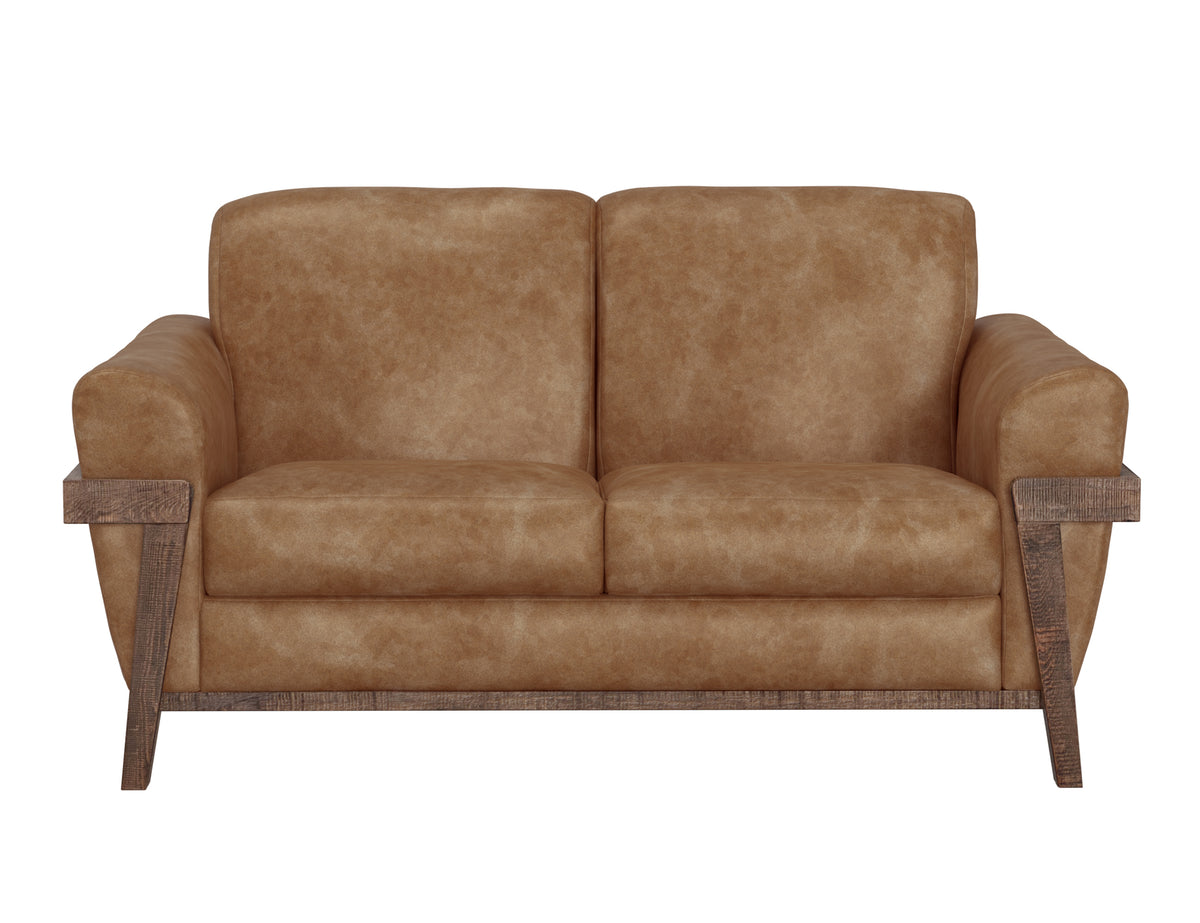 Loft Brown Loveseat, Orange, Wooden Frame & Base