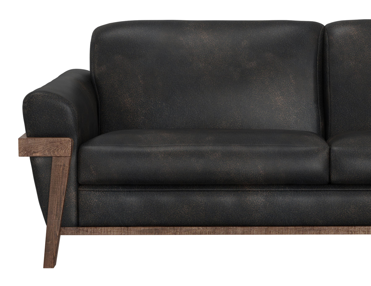 Loft Brown Sofa, Black, Wooden Frame & Base