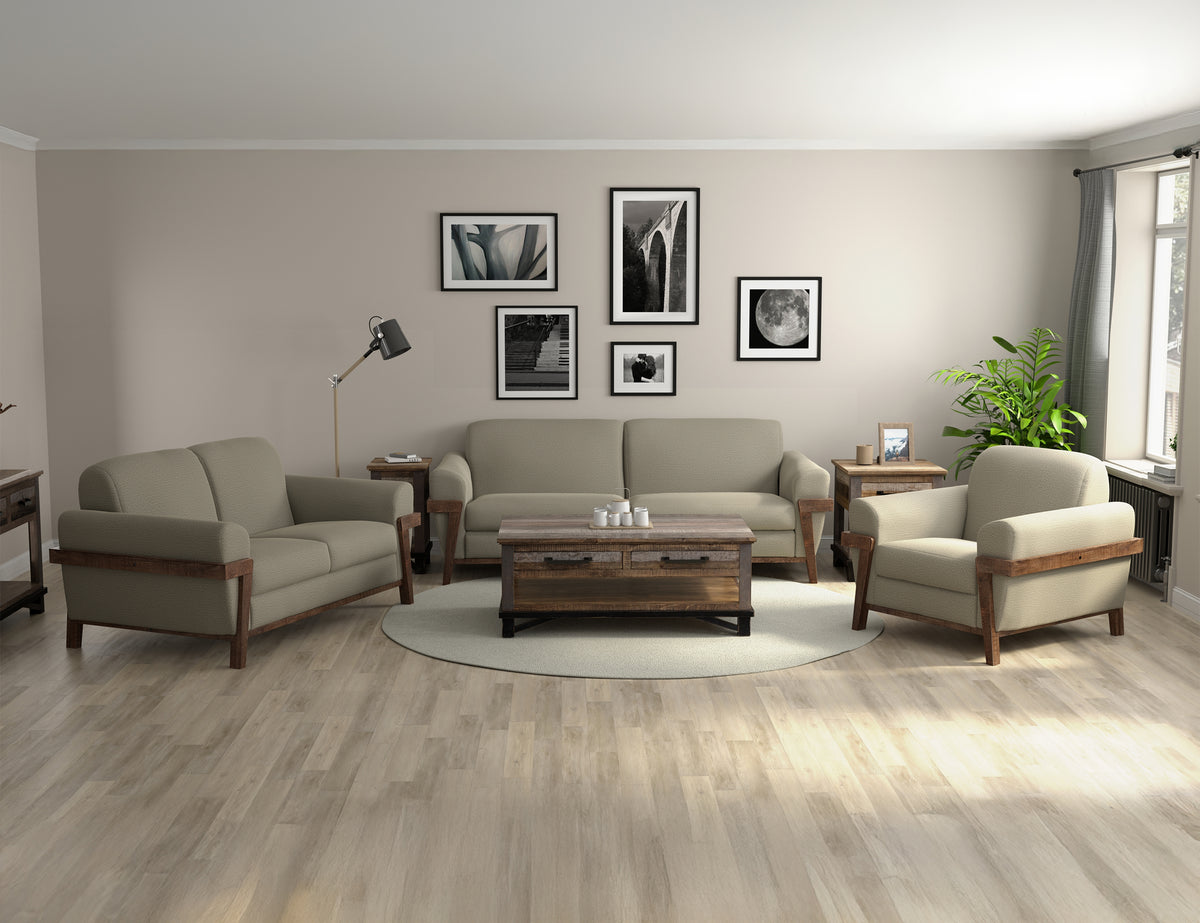 Loft Brown Armchair, Gray, Wooden Frame & Base - IUP644-ACH-151