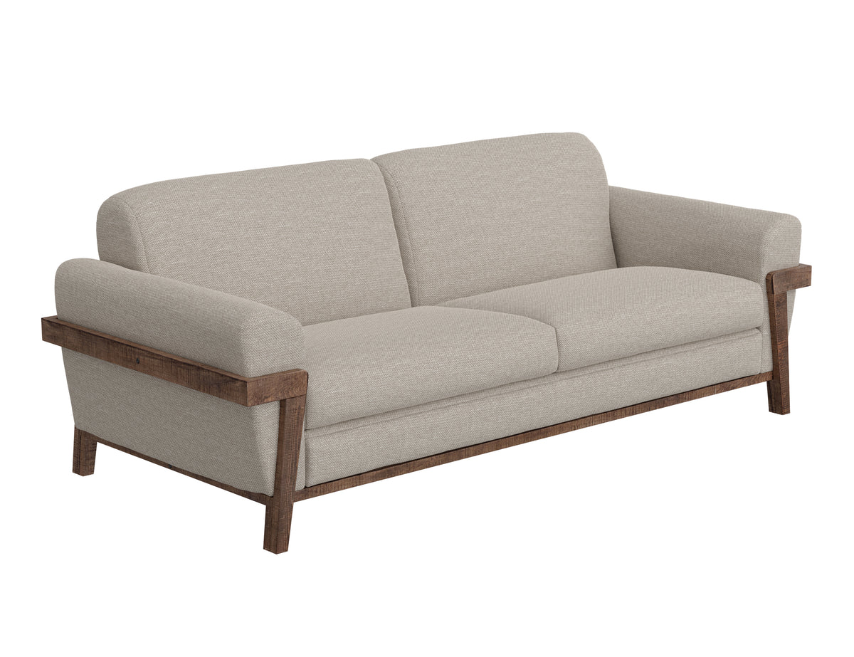 Loft Brown Sofa, Beige, Wooden Frame & Base