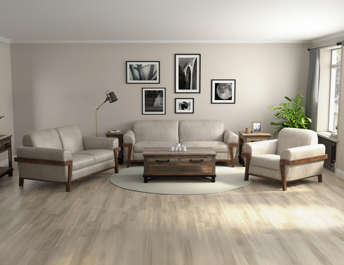 Loft Brown Armchair, Gray, Wooden Frame & Base - IUP644-ACH-210