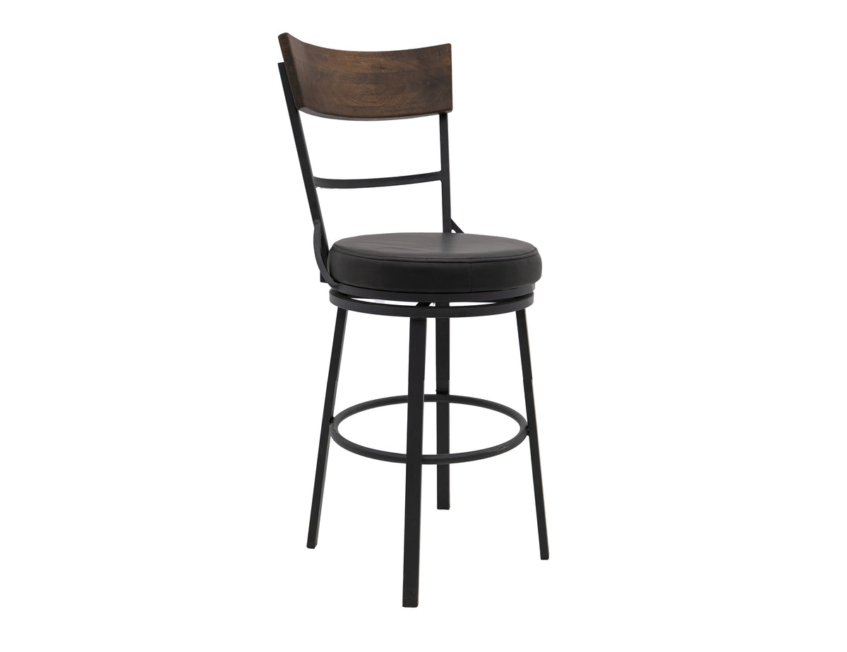 Century Upholstered Barstool, Wooden Frame & Metal Base, Barstool 24"