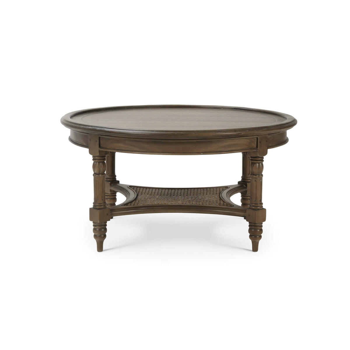 Montego Coffee Table Small in Straw Wash w/ Rattan Glaze Shelf