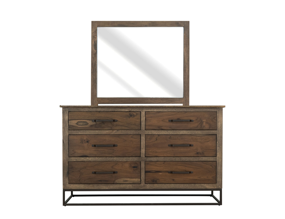 Natural Teca Dresser, Brown, 6 Drawer