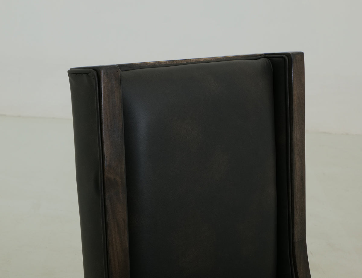 Black Balam Upholstered Chair, Black, Wooden Chair
