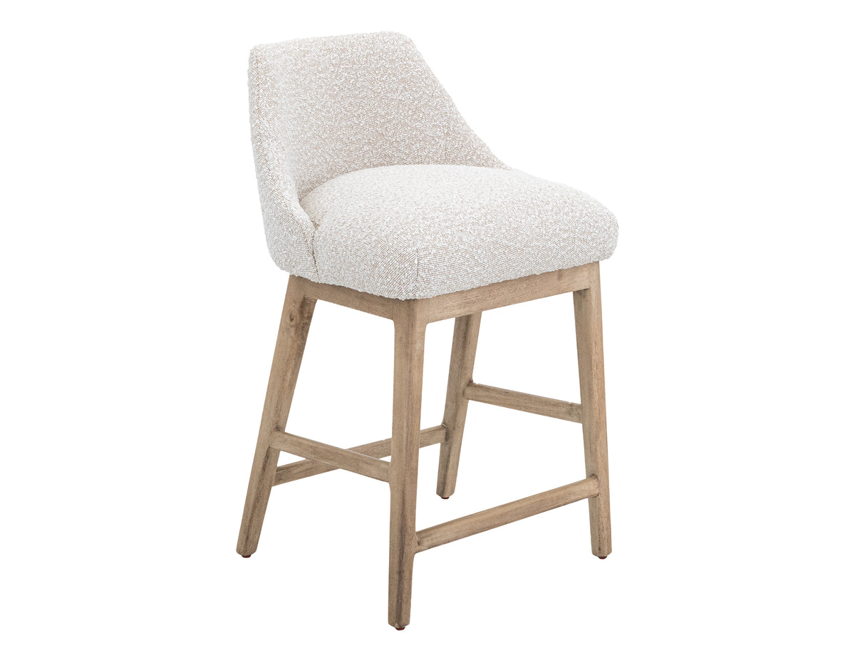 Emma Upholstered Barstool, Beige, Wooden Frame, Barstool 24"