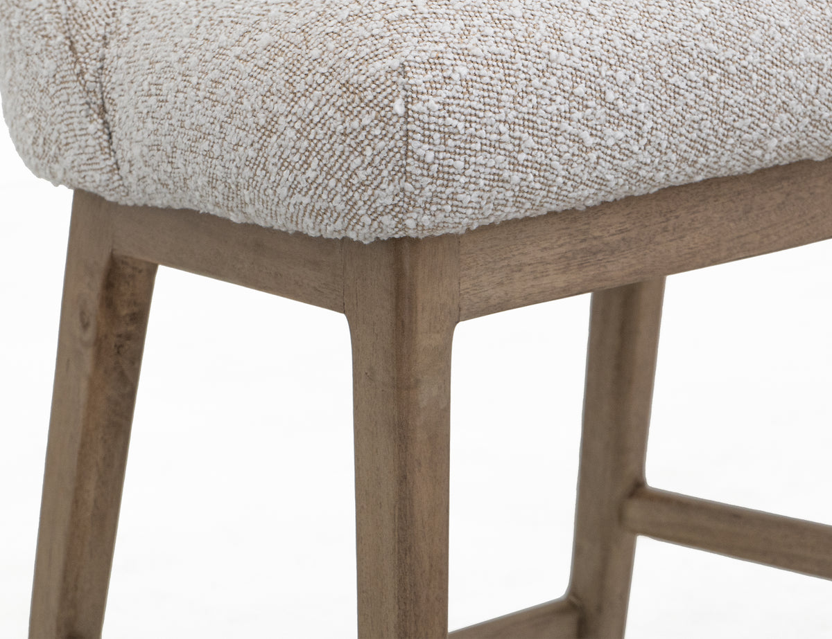 Emma Upholstered Barstool, White, Wooden Frame, Barstool 30"