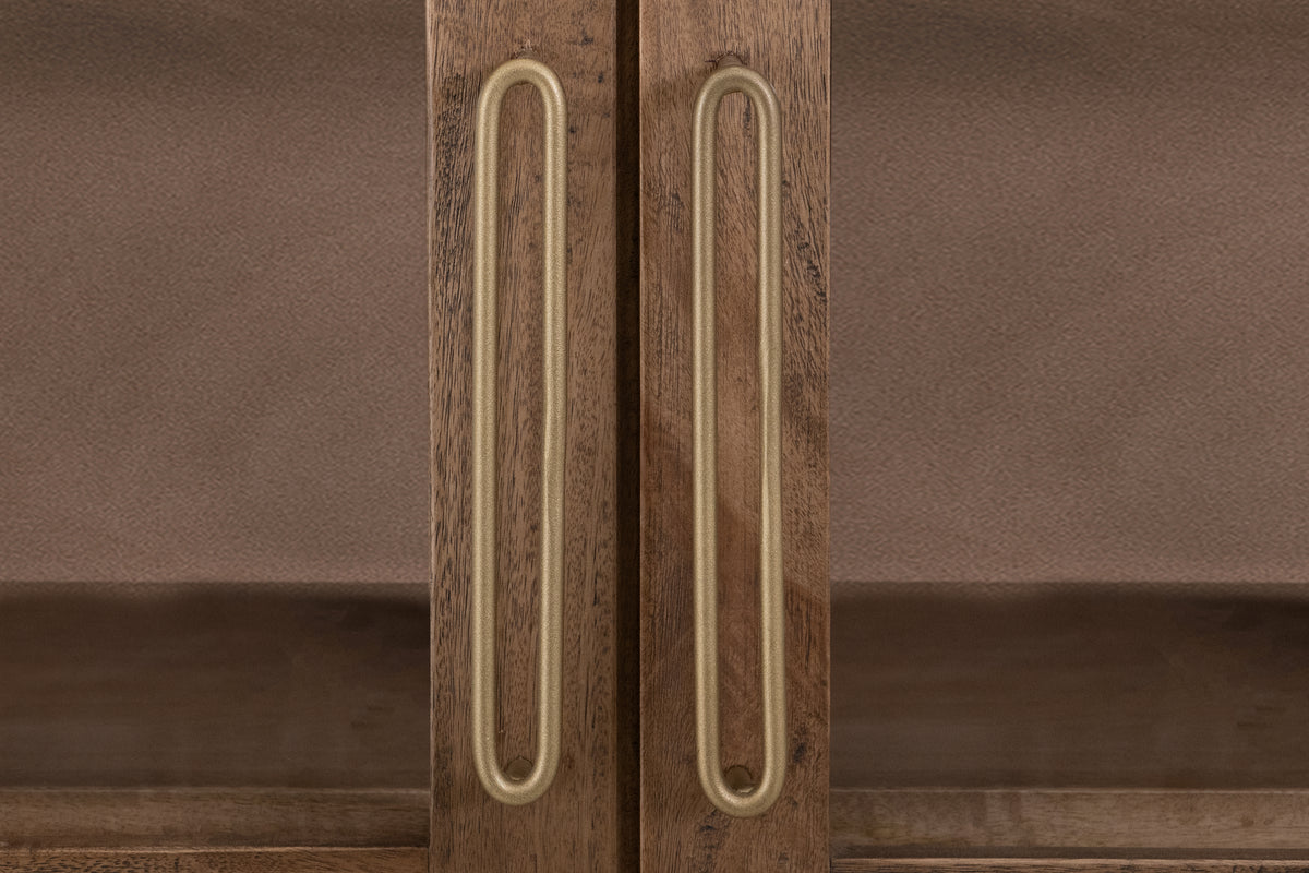 Balam Cabinet, Brown, 2 Drawer & 2 Glass Doors