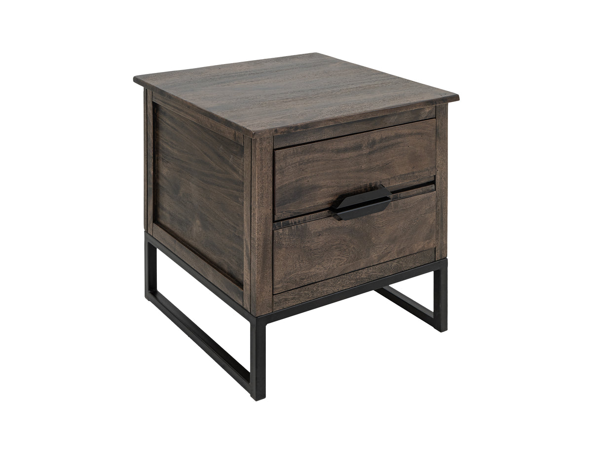 Dark Mita End Table, 2 Drawer