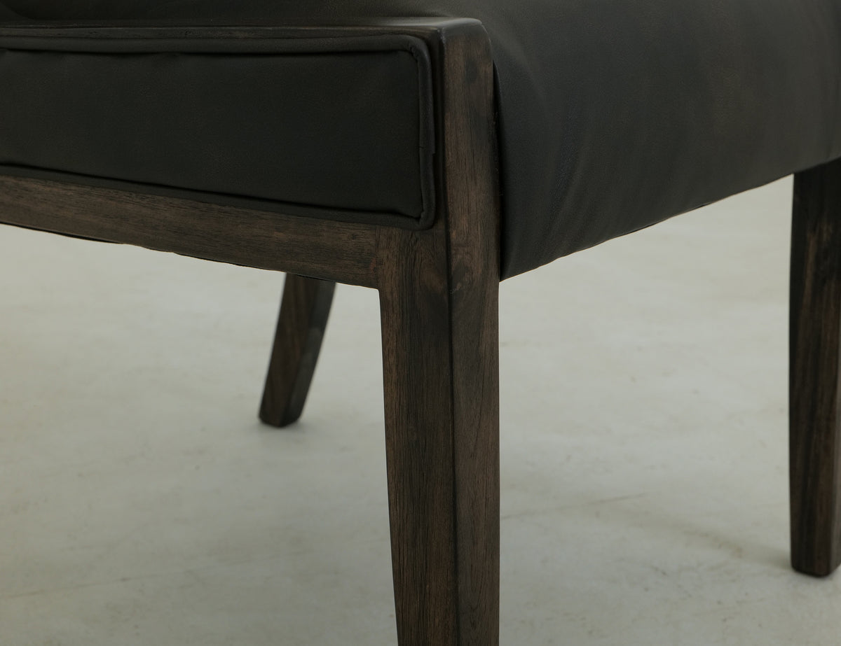 Black Balam Upholstered Chair, Black, Wooden Chair