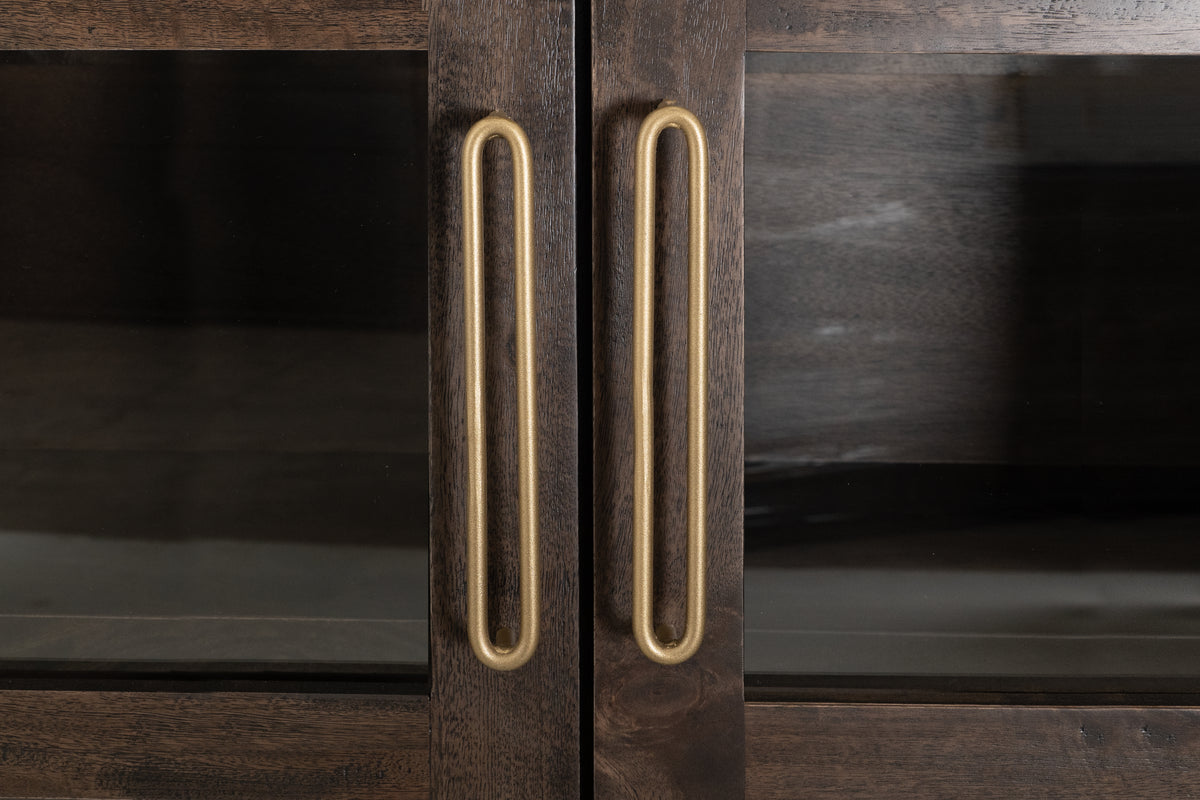 Black Balam Cabinet, Black, 2 Drawer & 2 Glass Doors